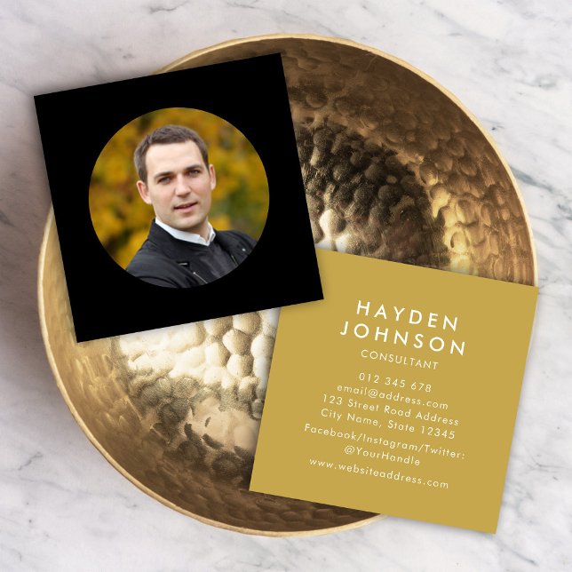 Lägg till ditt foto-enkla, minimalistiskt redigerb fyrkantigt visitkort (Skapare uppladdad)