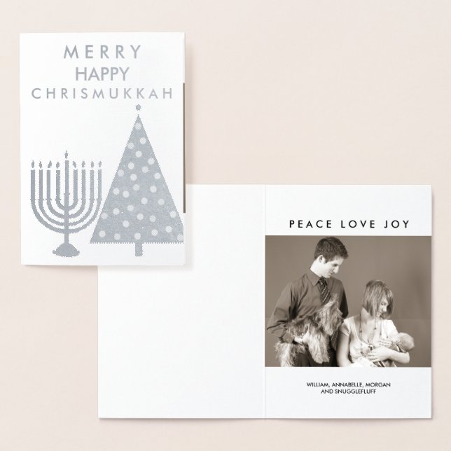 Lägg till ditt foto i Helgdag Chrismukah Merry Folierat Kort (Display)
