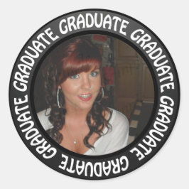 Lägg till ditt foto i kretskort i Studenten Runt Klistermärke