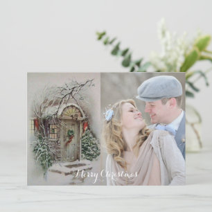 Lägg till ditt foto med Retro-julkort Julkort