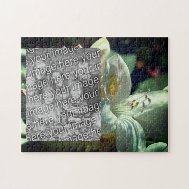 Lägg till ditt foto med vit Azalea Flower Ram Pussel (Horisontell)