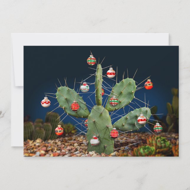 Lägg till ditt foto på baksidan, Prickly Pear Julkort (Framsida)