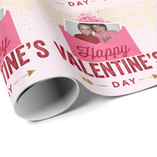 Lägg till ditt foto-Valentines Rött och Rosa kuv Presentpapper