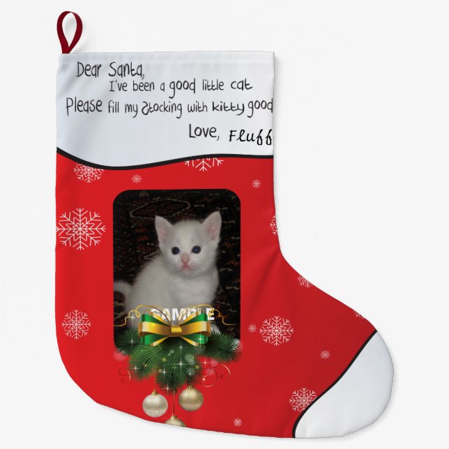 LÄGG TILL DITT FOTOFOTOFOTOFÖRVARING I Red ADD Hel Stor Julstrumpa (Framsidan)