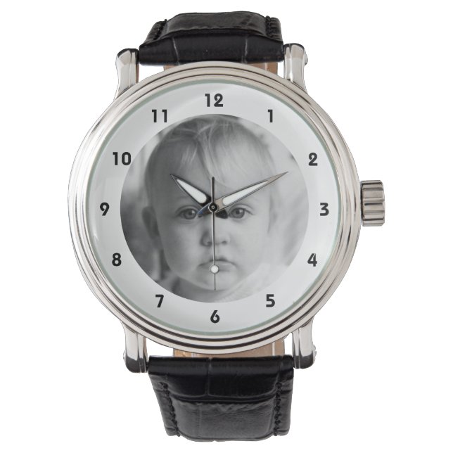 Lägg till ditt fotomemento för Pappa white Armbandsur (Framsida)