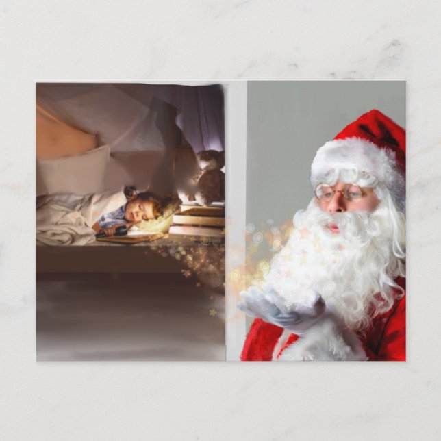 Lägg till ditt fototombesök i jultomten kväll Anno Meddelande Vykort (Framsida)