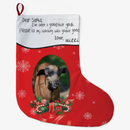 LÄGG TILL DITT GOAT-foto och Namn Kära Santa Stor Julstrumpa