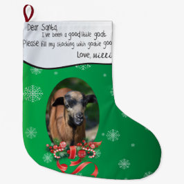 LÄGG TILL DITT GOAT-foto och Namn Kära Santa Stor Julstrumpa