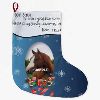 LÄGG TILL DITT HORSE-FOTO och Namn Bästa Santa Stor Julstrumpa