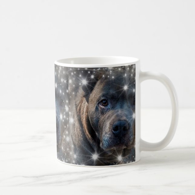 Lägg till ditt husdjurs foto / Pitbull Hund Kaffemugg (Höger)