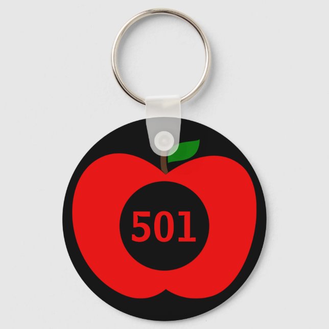 Lägg till ditt husnummer/ Monogram Red Apple Keych Nyckelring (Framsida)