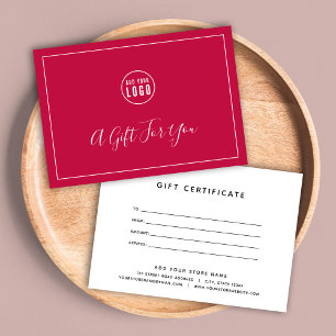 Lägg till ditt Logotyp Editable Färg Gift-certifik