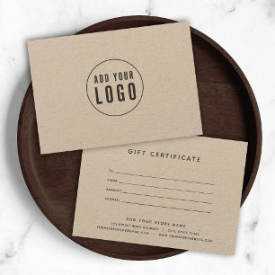 Lägg till ditt Logotyp Rustic Kraft Gift-certifika
