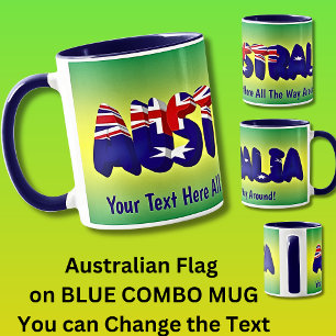 Lägg till ditt meddelande Australien Flagga Ord i Mugg
