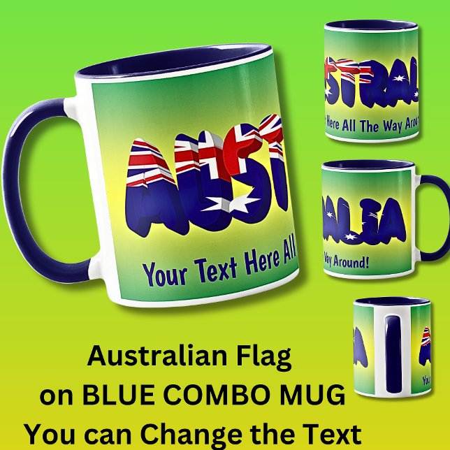 Lägg till ditt meddelande Australien Flagga Ord i  Mugg (Write Your Own Message!)