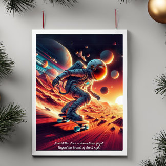 Lägg till ditt meddelande, Skateboarding Astronaut Poster