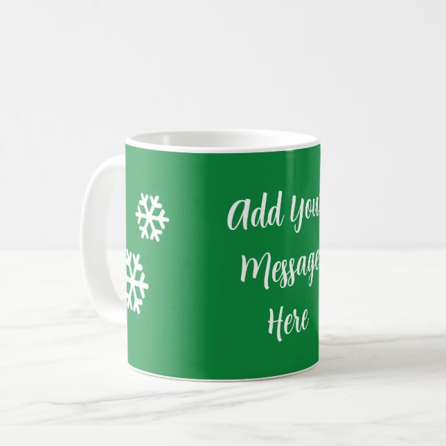 Lägg till ditt meddelande Snöflake Coffee Mugg (Framsida vänster)