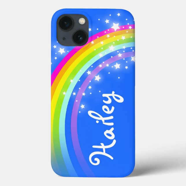 Lägg till ditt namn 5 brev rainbow blue iphone cas (Baksida)