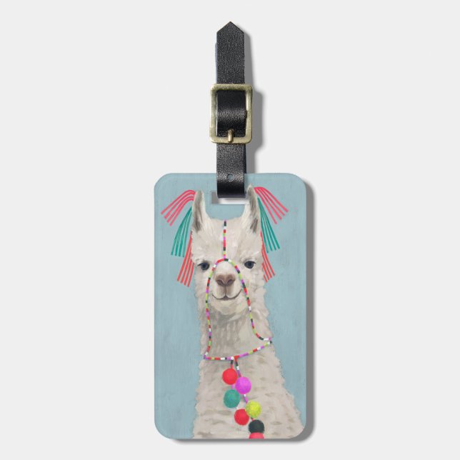 Lägg till ditt namn | Adorned Llama - White Bagagebricka (Vertikal Framsida)