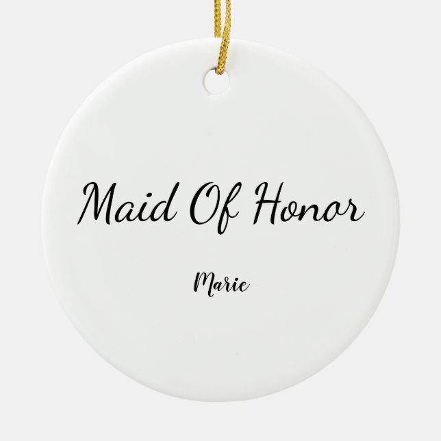 Lägg till ditt namn anpassningsbar bridesmaid C Julgransprydnad Keramik (Framsidan)