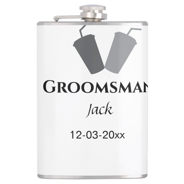 Lägg till ditt namn anpassningsbar groomsman fickplunta (Framsidan)
