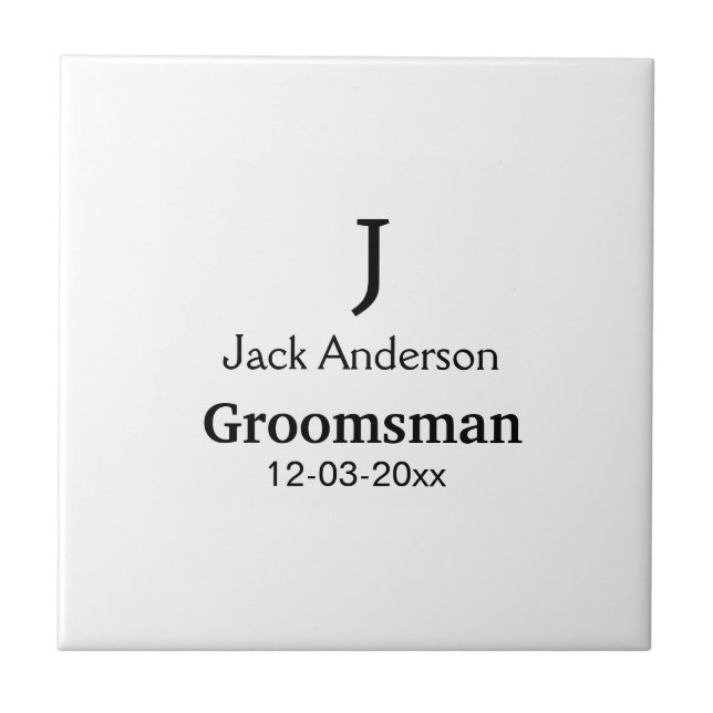 Lägg till ditt namn anpassningsbar groomsman kakelplatta (Framsidan)