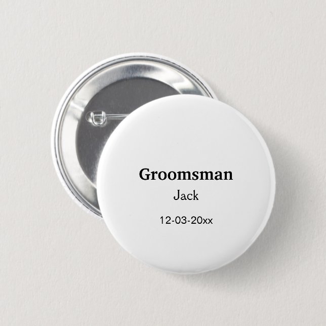 Lägg till ditt namn anpassningsbar groomsman  knapp (Framsida & baksida)