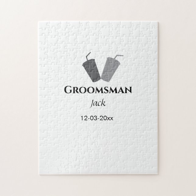Lägg till ditt namn anpassningsbar groomsman pussel (Vertikal)