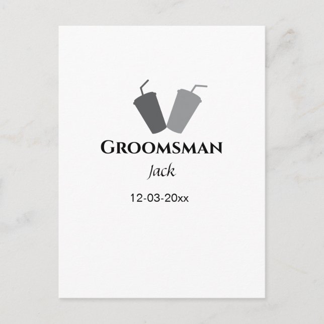 Lägg till ditt namn anpassningsbar groomsman vykort (Framsida)