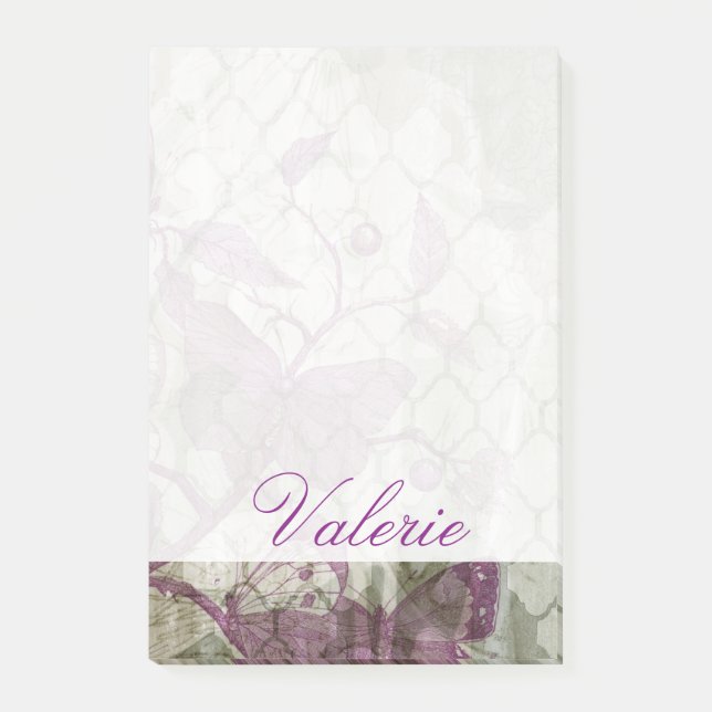 Lägg till ditt namn| Arabesque Butterflies III Post-it Block (Framsida)