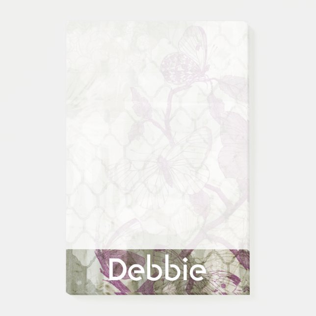 Lägg till ditt namn | Arabesque Butterflies IV Post-it Block (Framsida)