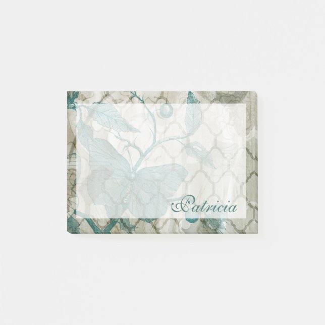 Lägg till ditt namn | Arabesque Butterflies V Post-it Block (Framsida)