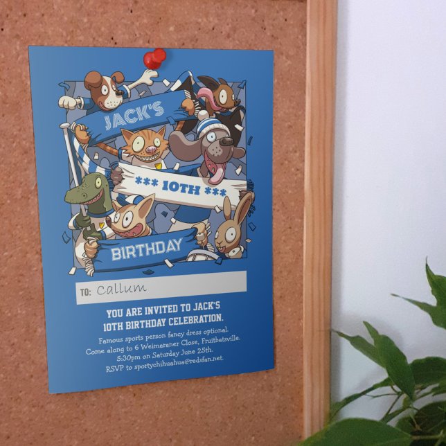Lägg till ditt namn Blått och vitt på födelsedagsd Inbjudningar (Skapare uppladdad)