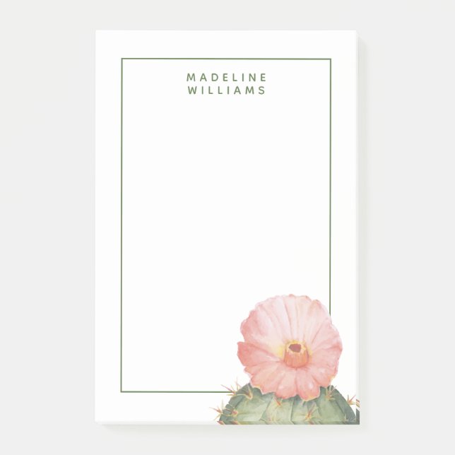 Lägg till ditt namn | Blommar Cactus Post-it Block (Framsida)