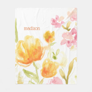 Lägg till ditt namn Blommigt Sång I Fleecefilt