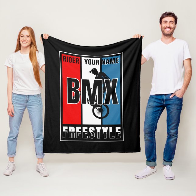 Lägg till ditt namn BMX Freestyle Rider Hoodie Dra Fleecefilt (På plats)