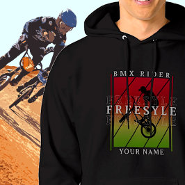 Lägg till ditt namn BMX Freestyle Rider - Red Grön Hoodie