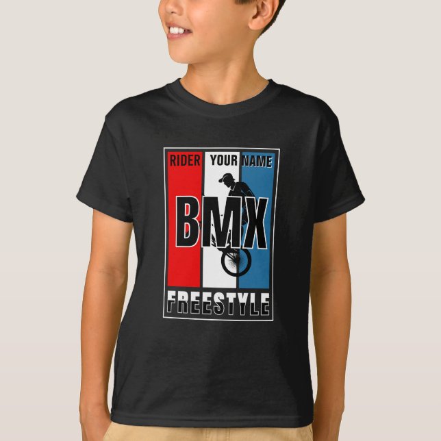 Lägg till ditt namn BMX Freestyle Rider T Shirt (Framsida)