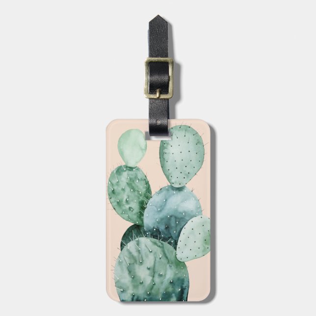 Lägg till ditt namn| Cactus on Coral Bagagebricka (Vertikal Framsida)