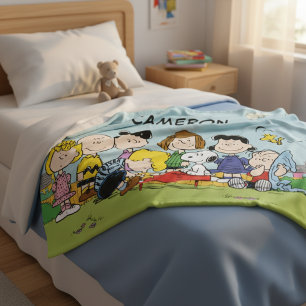 Lägg till ditt namn Charlie Brown och Gang Fleecefilt