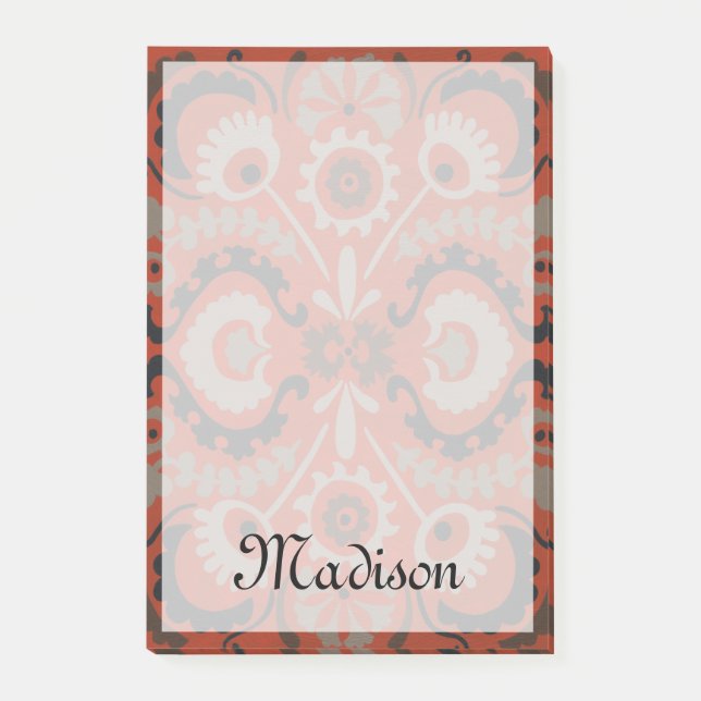 Lägg till ditt namn | Cinnabar Suzani I Post-it Block (Framsida)