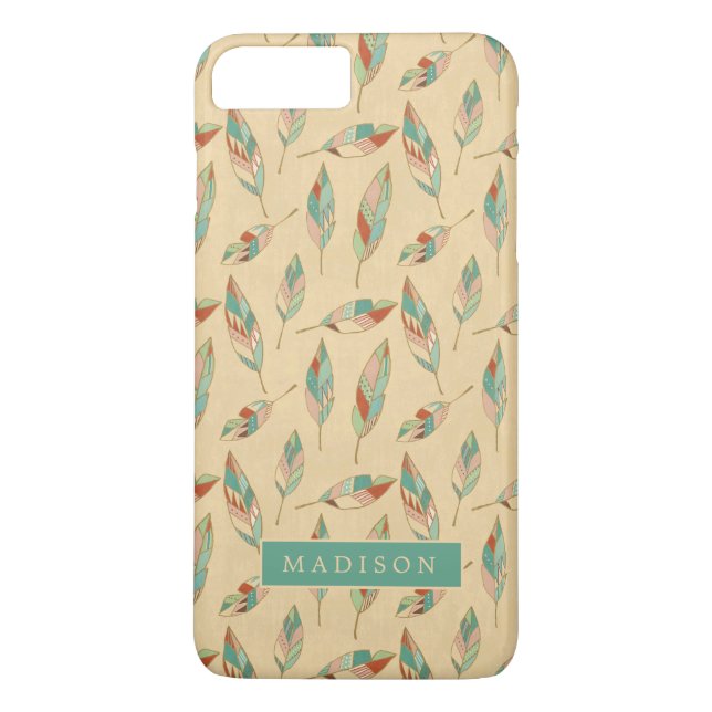 Lägg till ditt namn | Coral Feather Mönster Case-Mate iPhone Skal (Baksida)