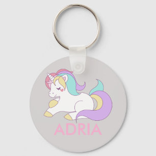 Lägg till ditt namn Cute Magic Unicorn-Personlig Nyckelring