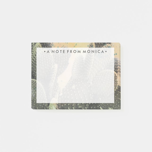 Lägg till ditt namn | Desert Cactus | Grönt Splatt Post-it Block (Framsida)
