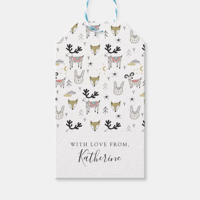 Lägg till ditt namn | Dörr för spjälkträck Presentetikett (Framsidan)