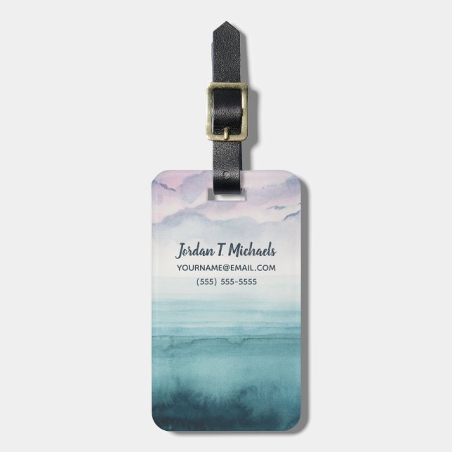 Lägg till ditt namn | Dusk på bukten - Vattenfärg Bagagebricka (Vertikal Framsida)