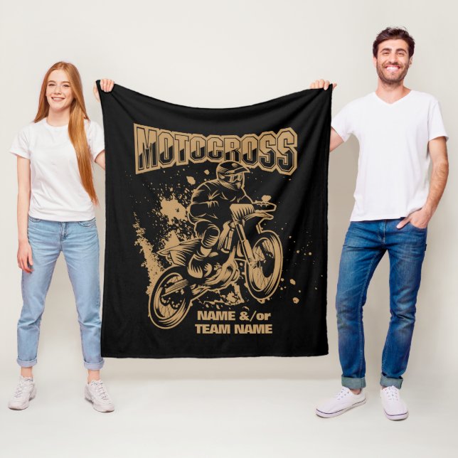 Lägg till ditt namn eller Team Namn Motocross Ride Fleecefilt (På plats)