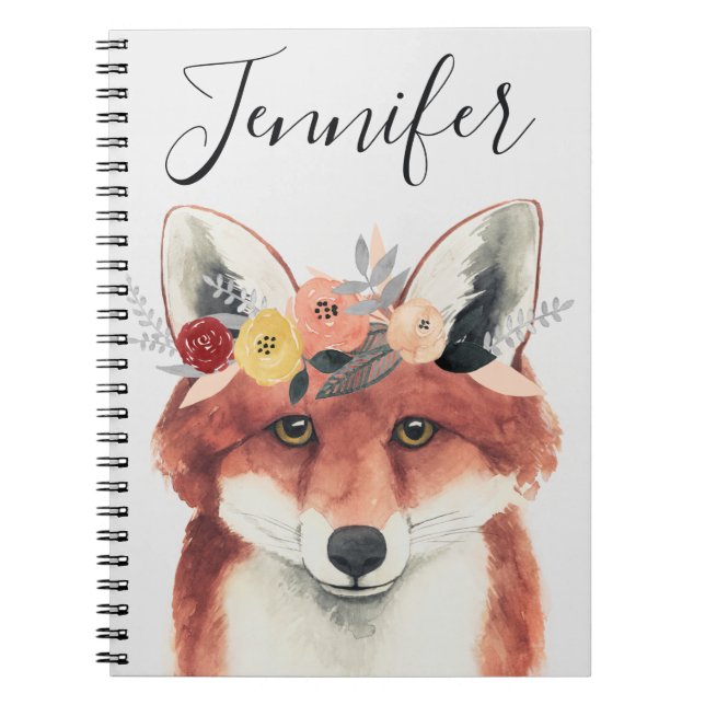 Lägg till ditt namn | Flower Krona Forester Fox Anteckningsbok (Framsidan)