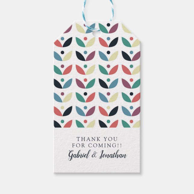 Lägg till ditt namn | FolkArt Blommigt Geometric M Presentetikett (Framsidan)