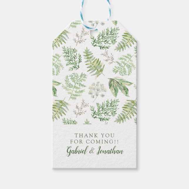 Lägg till ditt namn | Forest Greenery Mönster Presentetikett (Framsidan)